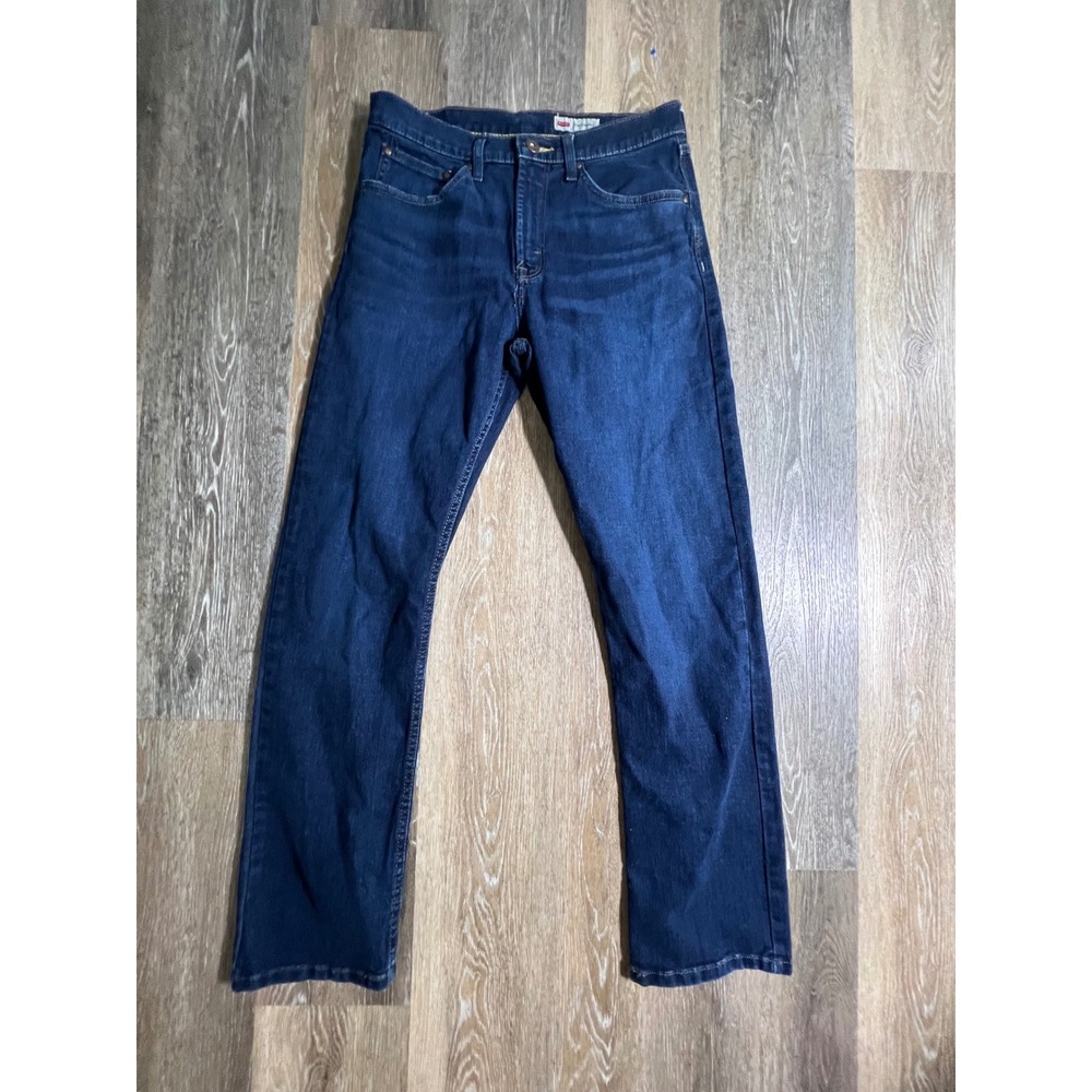 Wrangler Slim Straight Jeans Mens 31x32 Dark Indigo Blue Stretch Denim 92SSWDB